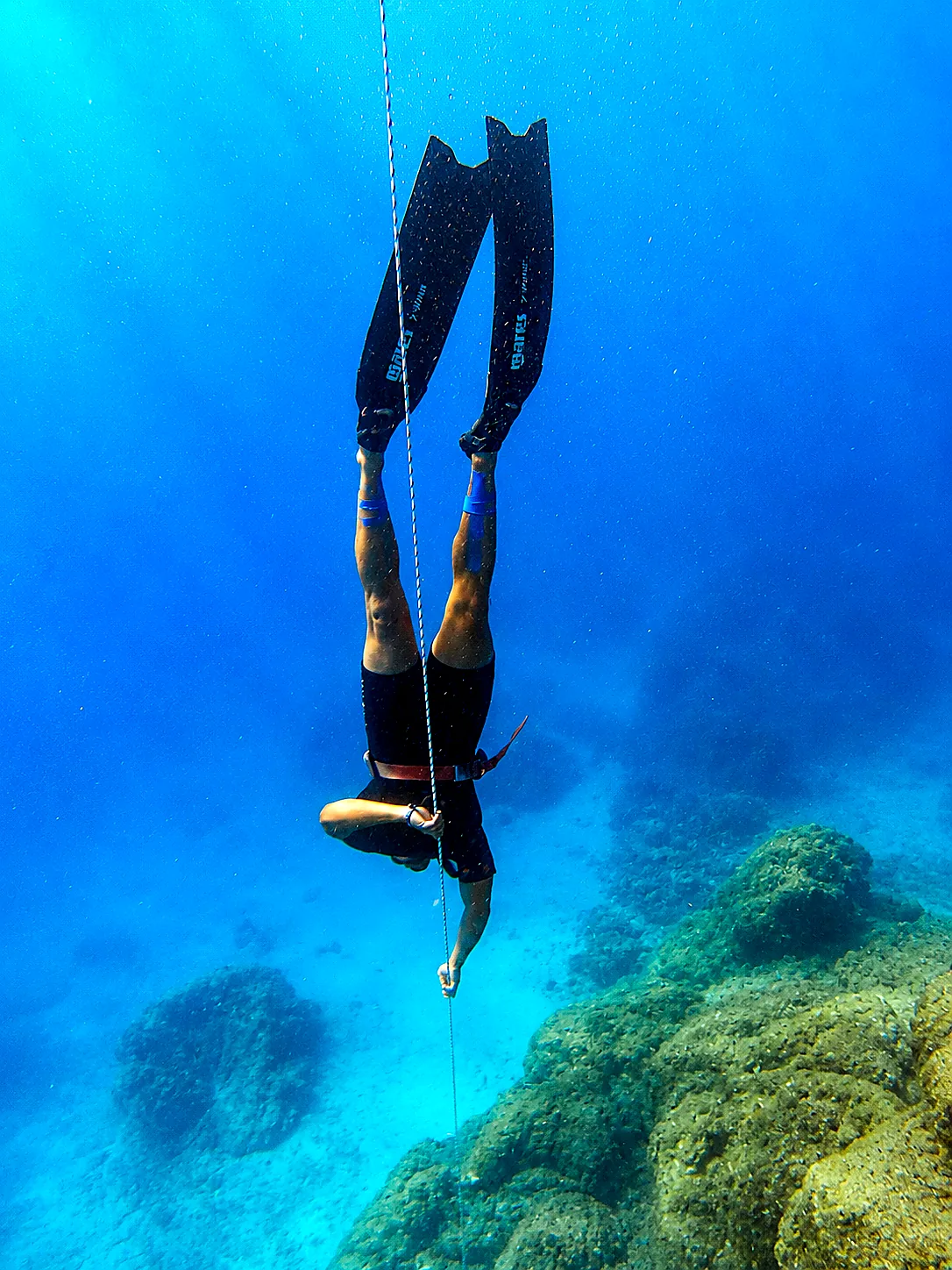 Student training during a freediver course in Freediver course in South Fuerteventura with professional training and ocean confidence practice
