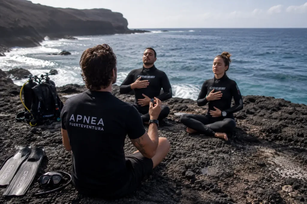 Scuba divers breath control and breathwork training in South Fuerteventura
